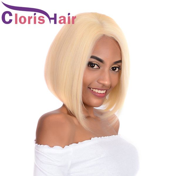 Blonde Bob Wigs Straight Virgin Peruvian Short Human Pixie Lace