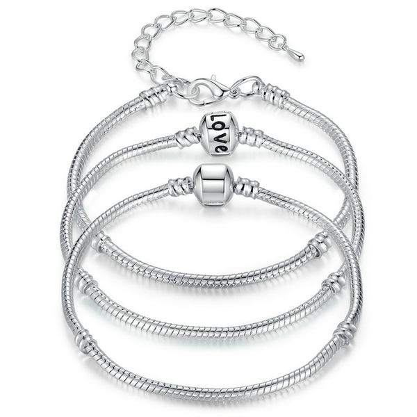 

фабрика оптовая стерлингового серебра 925 браслеты змея цепи fit шарм европейский шарик браслет для мужчин женщин ювелирные изделия подарок, Black