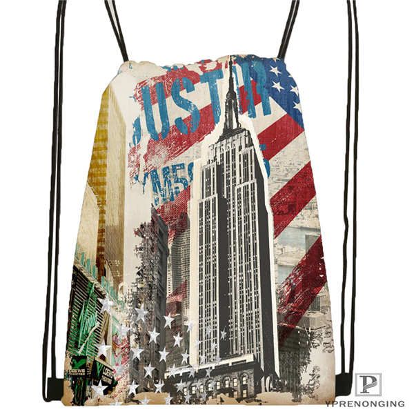 

custom statue-of-liberty-america-flag-@1 drawstring backpack bag cute daypack kids satchel (black back) 31x40cm#20180611-02-59