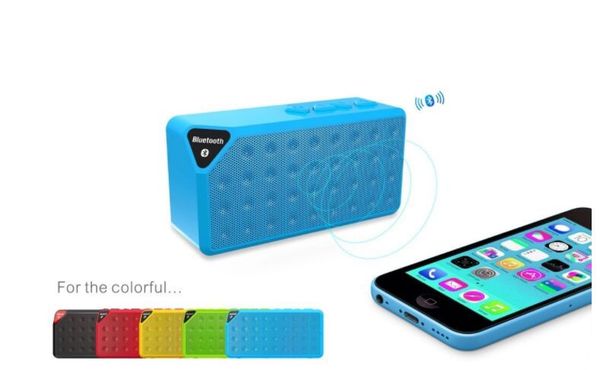 X3 Mini Cubo portatile Altoparlante Bluetooth wireless TF FM Subwoofer Bass Music Lettore MP3 con altoparlanti MIC Vivavoce per auto per iPhone 8 Plus