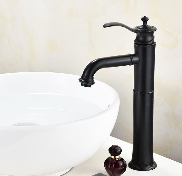 

Basin Faucet Water Tap ORB Bathroom Sink Mixer Tap Single Handle Bathroom Vanity Hot and Cold Water Tall Black Faucets