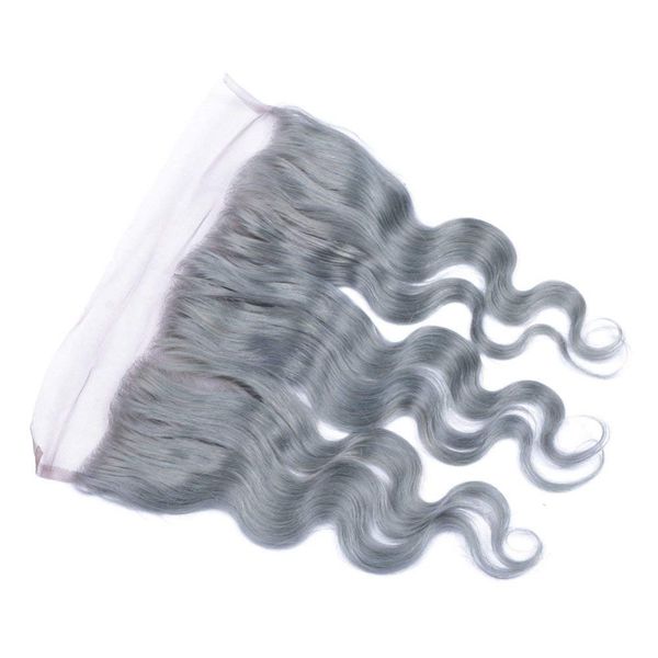 

13x4 Body Wave Ear to Ear Lace Frontal Grey Color Human Hair Closure with Baby Hair