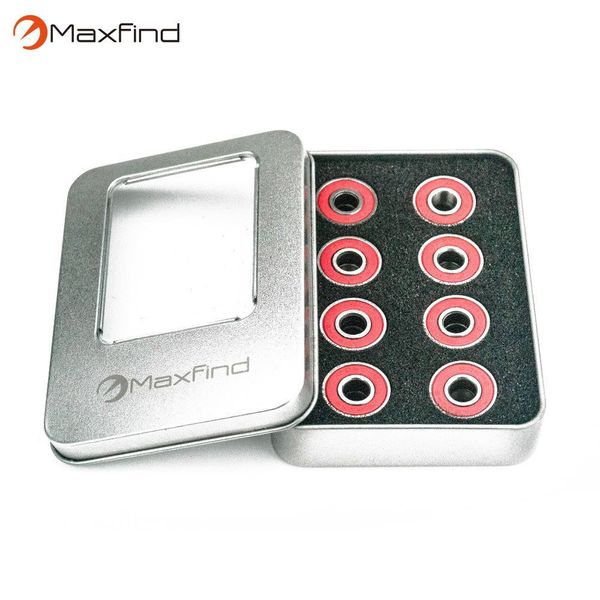 

maxfind 16 pcs roller skate wheel red silver bearings spacers