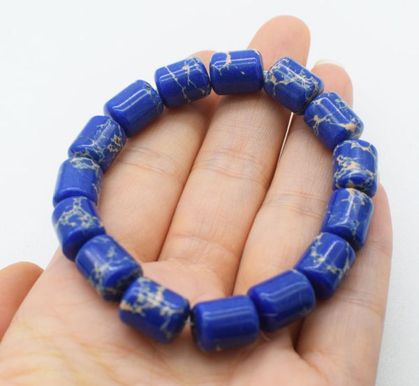 

blue jades beads pillar 10*14mm bracelet 7.5inch wholesale beads fppj fppj, Black