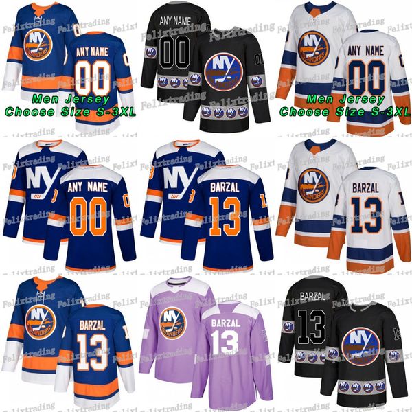 

2018 Hockey Fights Cancer Mathew Barzal Leo Komarov Josh Bailey Josh Ho-Sang Kuhnhackl Sebastian Aho Matt Martin New York Islanders Jersey