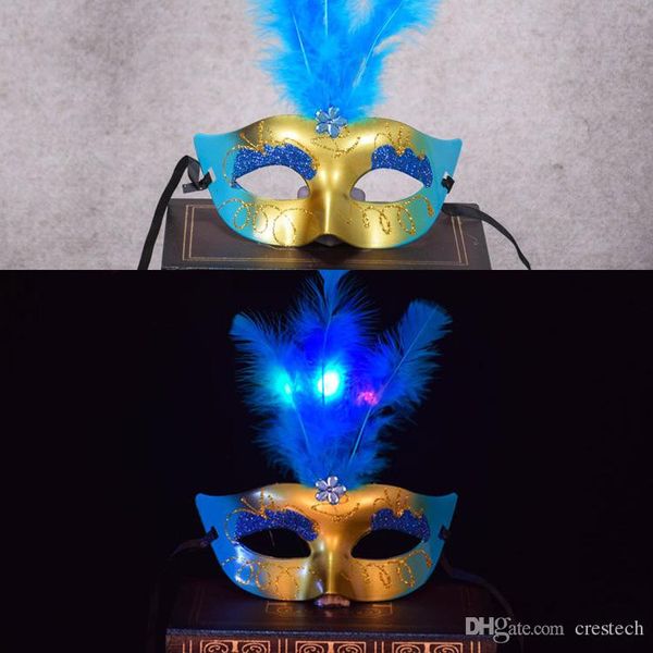 

mixed color halloween facial led mask venetian ball prom glowing led fiber mask mask masquerade cosplay prop fancy dress costume halloween