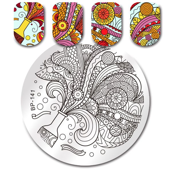 

born pretty nail art stamping plates flower vase manicure stamping template printing image stencil for diy nail decoration, White