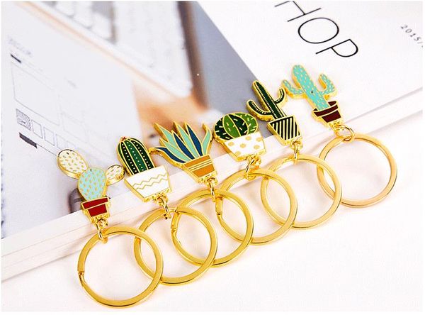 

a key creative exquisite keychain metal pendant cartoon fleshy plants, Silver