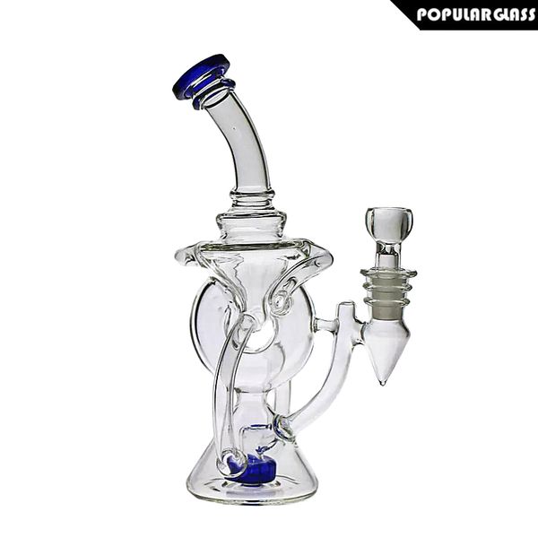 Saml 21,5 cm hohe Glasbong-Wasserpfeifen, Doppel-Recycler, hochwertige Bohrinsel, Dab-Rigs, Wasserpfeife, Innengewinde, Größe 14,4 mm, PG5110