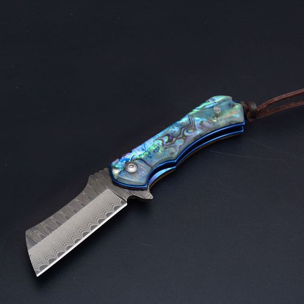 

6.30" Dasmascus Knife Folder Folding Razor VG10 Dasmascus Blade EDC Hunting Tool Tactical Camping Knives Wood Natural Abalone Handle P430F