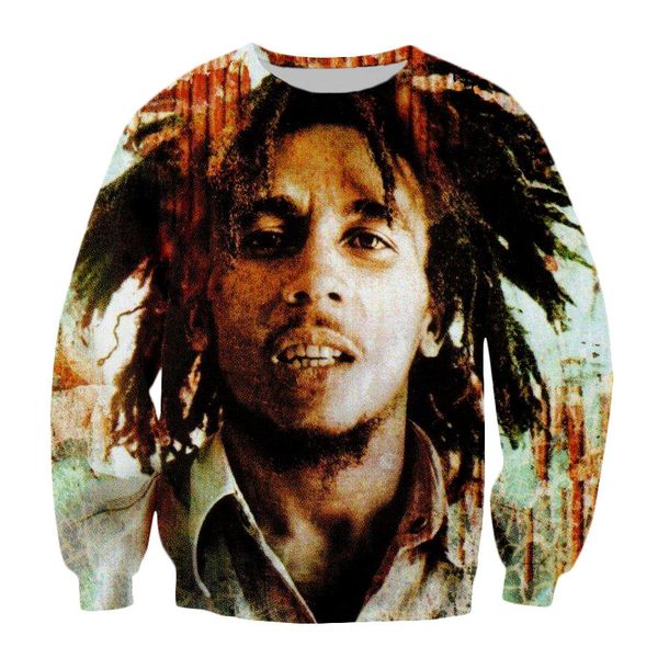 

новое прибытие регги originator боб марли мода мужчины/женщины смешно 3d печатных толстовка стиль мода повседневная толстовка b340, Black