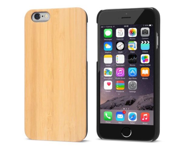 Custodia per cellulare universale in legno più recente per iPhone 6 6s 7 8 Plus Custodia per cellulare in legno di bambù professionale Custodia posteriore per PC in legno antiurto