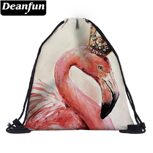 

deanfun drawstring shoulder bag 3d printed crown flamingo fashion for girl school 60126