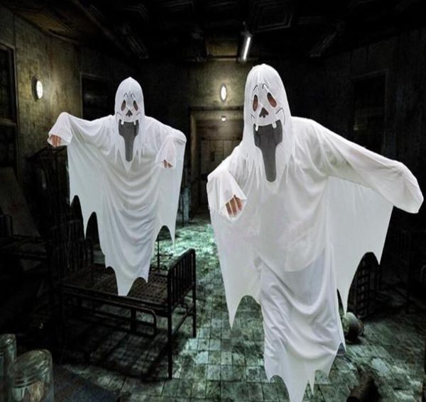 Halloween Mantello fantasma bianco cosplay party diavolo vestiti festival fantasma costume abbigliamento Spaventoso mantello per bambini all'ingrosso per adulti