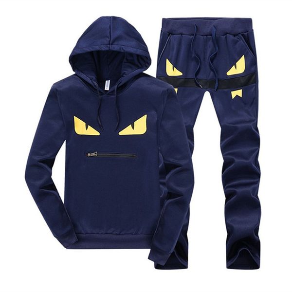 

cotton men tracksuit sportwear two piece sets autumn pullover hoodies + pants suit male hoodies set printing sweatshirts, Gray