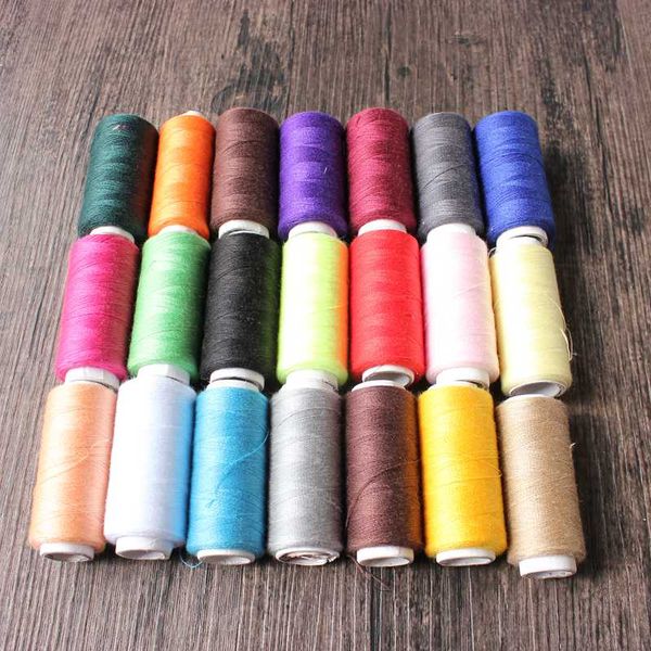 

21 kinds of optional colors 1pc 200yards sewing thread polyester thread set strong and durable sewing threads for hand machines, Black;white