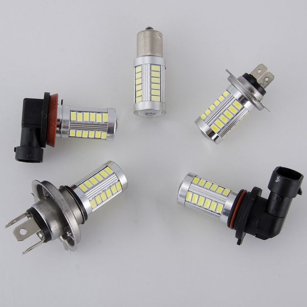 

10x super white h4 h7 h8 h11 9005 9006 1156 1157 33smd led auto fog lamp car bulb 6000k with lens 5630 led chip fog driving drl lamp