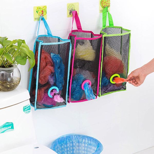 

creative portable storage boxes bag hanging kitchen garbage bag storage shopping bags collection container case organizers