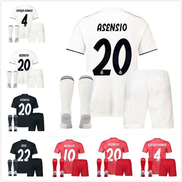 Großhandel 18 19 Real Madrid Kits Erwachsene Fußballtrikots Kits + Socken Uniformen Sets Erwachsene Kits 2018 2019 JAMES BALE ISCO Fußballhemden Von Großhandel 18 19 Real Madrid Kits Erwachsene Fußballtrikots Kits + Socken Uniformen Sets Erwachsene Kits 2018 2019 JAMES BALE ISCO Fußballhemden Von