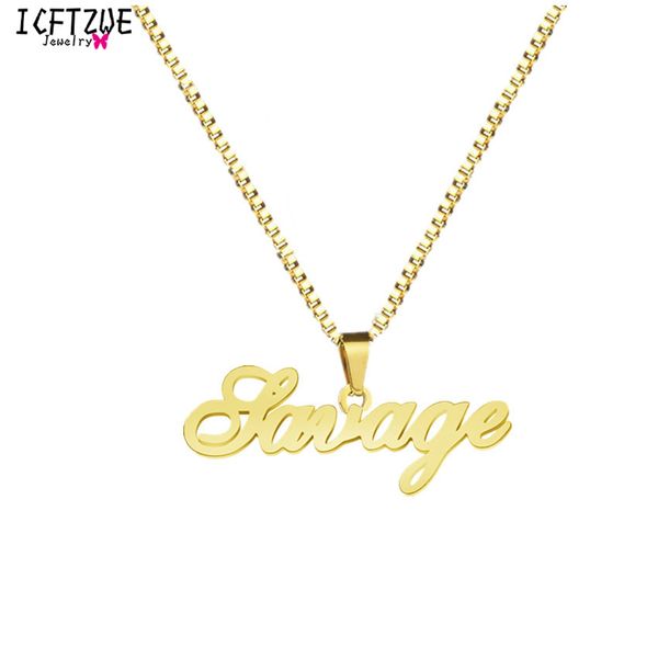 

custom jewelry personalized name pendant necklace handmade cursive stainless steel pendant signature choker necklace for men bff, Silver