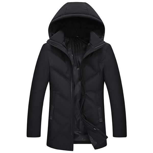 

brand fashion 2018 winter hooded duck down jacket men warm thick down coats male overcoat man puffer jackets co082, Black