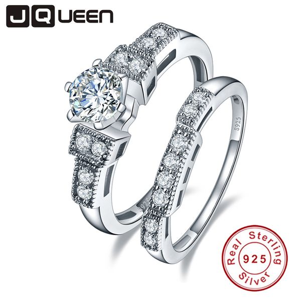 

jqueen 100% 925 sterling silver wedding rings for women luxury 1.25 5*5mm cz engagement sterling silver couple ring, Golden;silver