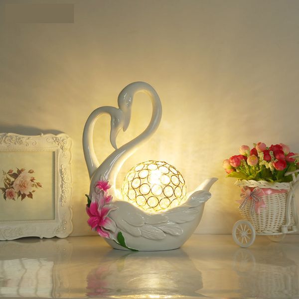 2019 Modern Red Table Lamps Bedroom Bedside Lamp Marriage Celebrate Swan Creative Resin Red White Led Table Light Za82610 From Jinyucao 182 7