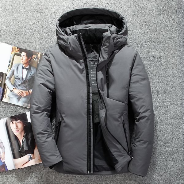 

winter jackets for men hat waterproof windbreakers thick warm men coat winter men's white duck down jacket snow overcoat parka, Black