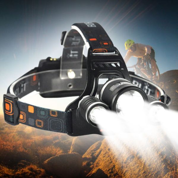 

rj-3000 5000lm 3 xml t6 led headlamp rechargeable 18650 charger flashlight new arrival surper bright t6*2xpe lamp outdoor camping headlight