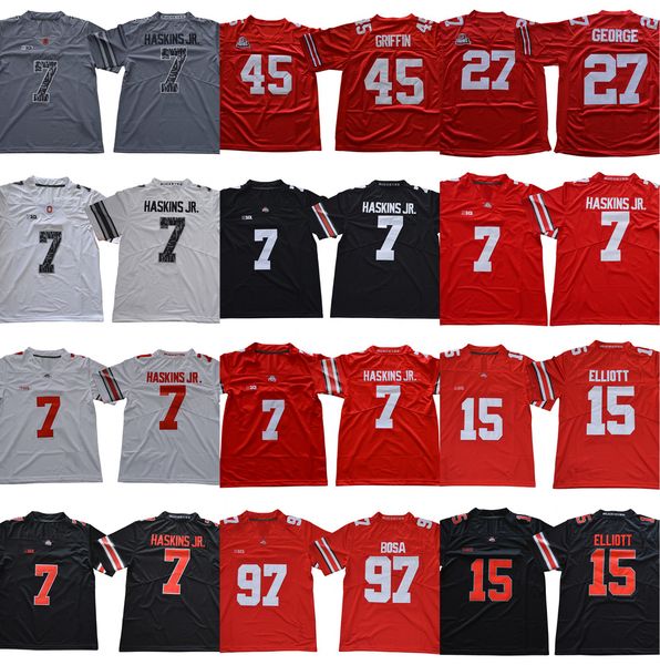

2018 Ohio State Buckeyes 7 Dwayne Haskins Jr. 97 Nick Bosa 15 Ezekiel Elliott 27 Eddie George 45 Archie Griffin Men college Football Jersey