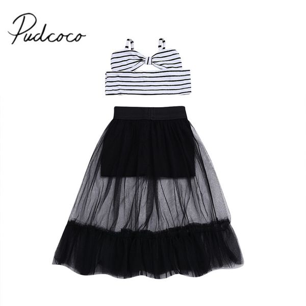 

2018 brand new toddler infant child striped kids baby girls off shoulder crop shorts skirt 2pcs sets outfits clothes 6m-5t, White