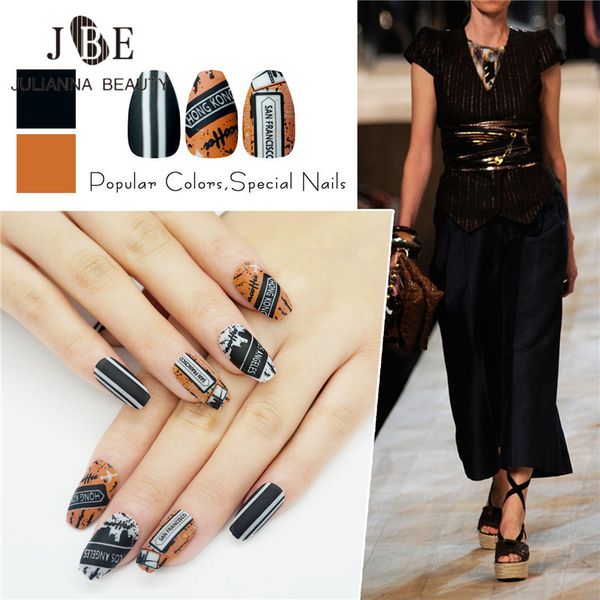 

24pcs fashion false nail tips artificial fake nails full cover long extensions coffin nail tips faux ongles finger set, Red;gold