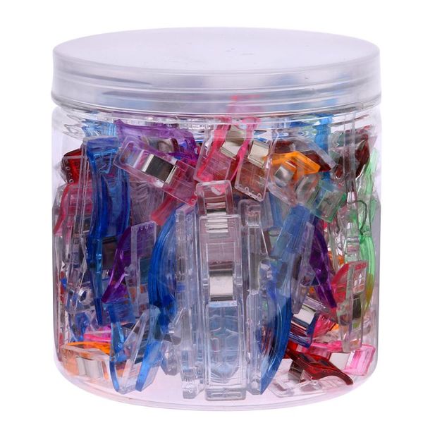 

vodool 100pcs/jar transparent plastic clip patchwork sewing clamp tools kit 25 large + 75 small clips