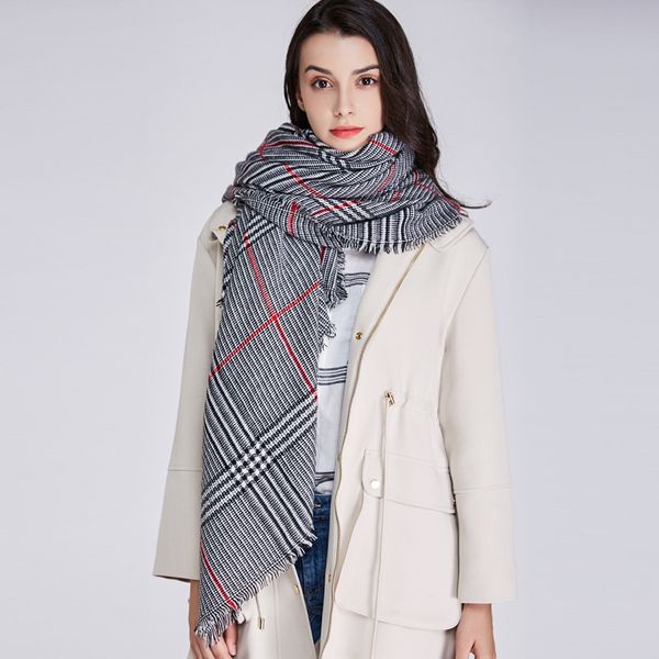 

new winter cotton warm fashion plaid women scarfs cashmere tartan plaid designer scarves shawls female blanket scarf pashmina, Blue;gray