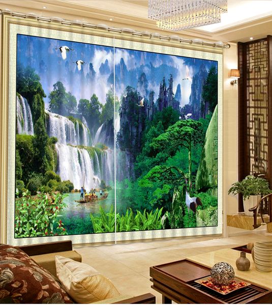 

custom 3d curtains falls crane landscape luxury living room window curtains modern curtains 3d stereoscopic curtain