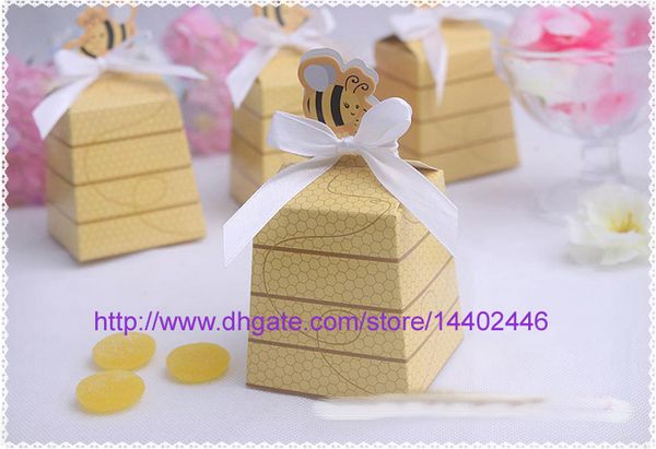 1000 pcs bebê chuveiro presente caixas doces como pode abelha amarela caixa de doces para festa de casamento favor favor