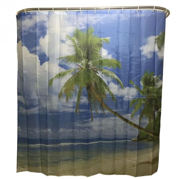 

blue sky beach palm tree bathroom shower curtain waterproof polyester bath curtain 180x180cm