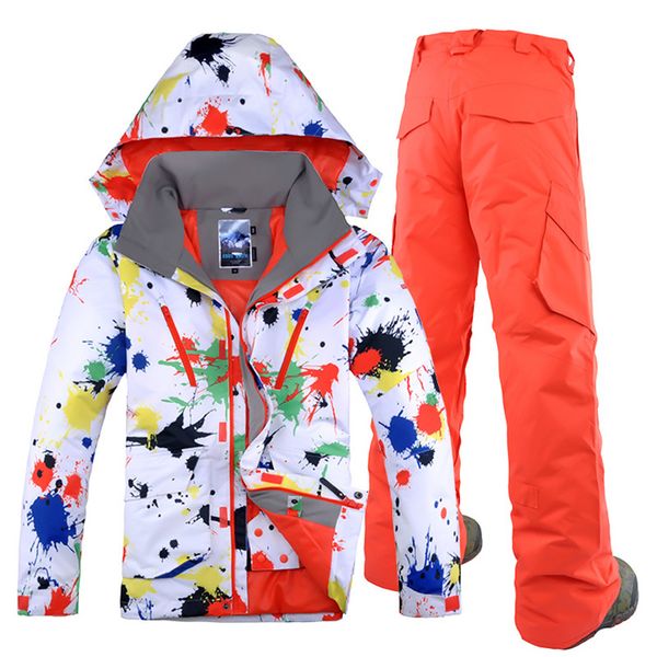 

gsou snow men ski jacket pant snowboard skiing suit windproof waterproof thermal male winter clothing trouser outdoor sport set