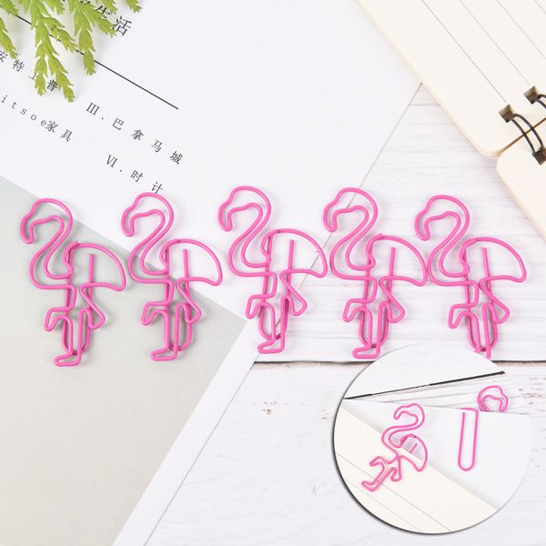 

5pcs/lot funny kawaii flamingos pineapple shape paper clips bookmark office school stationery marking clips