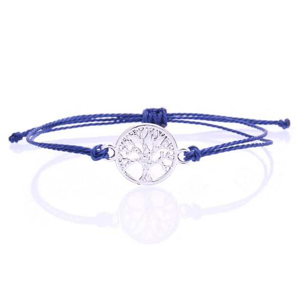 

waxed thread tree of life charm bracelet wax-coated waterproof string braided slipkknot adjstable friendship bracelet woman man, Golden;silver