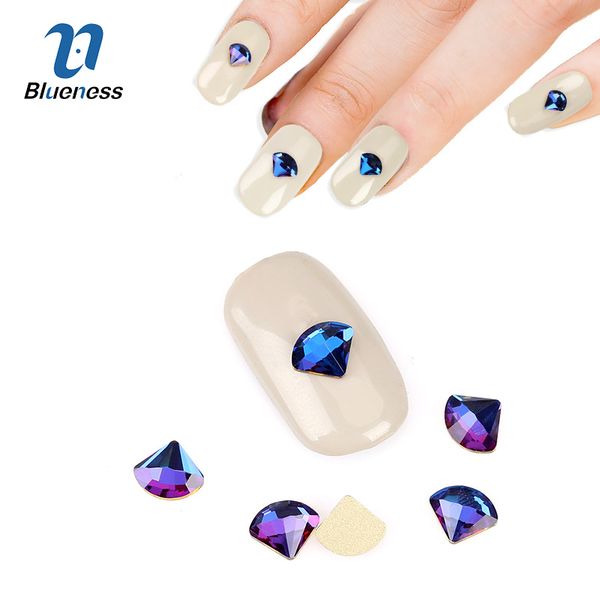 

blueness 10pcs diamond design colorful 3d manicure adhesives decorations flame glass stones rhinestones for nails art tips pj624, Silver;gold