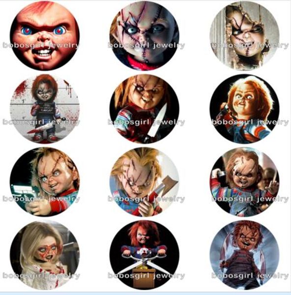 

new halloween child's play chucky glass snap buttonp round gl8514 jewelry making diy findings fit for bracelet necklace earrings, Crystal