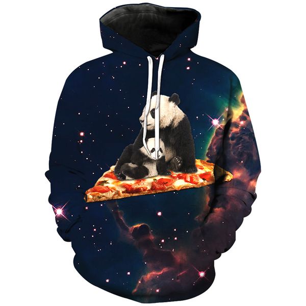 

новые 3d hoodieswomen / мужчины с длинным рукавом с капюшоном толстовки panda на пицца доска для серфинга печати популярные пуловеры h122, Black