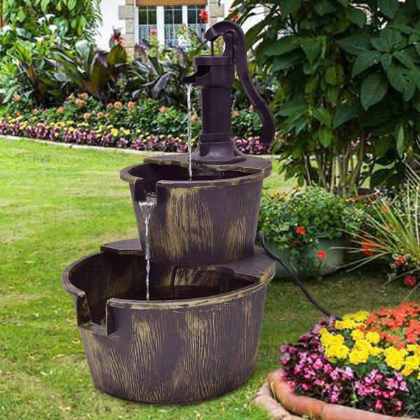 Grosshandel 3 Tier Barrel Wasserfall Brunnen Barrel Wasser Brunnen