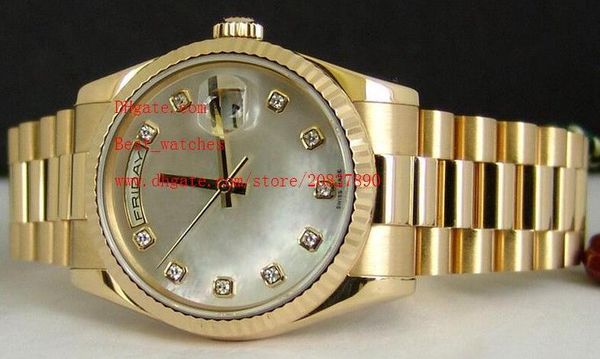 

wristwatches sapphire automatic mechanical 36mm 18kt gold day-date 118238 mens men's watch watches, Slivery;brown