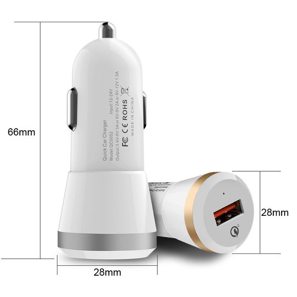 

2018 new arrival qc3.0 adapter car usb charger 9v2a multi color fast chargers