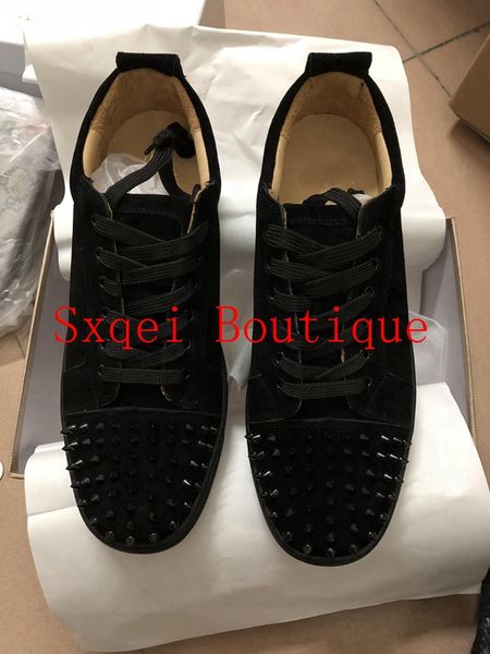

new fashion style red sole shoes men comfortable black suede with nails sneaker red bottom low sneaker