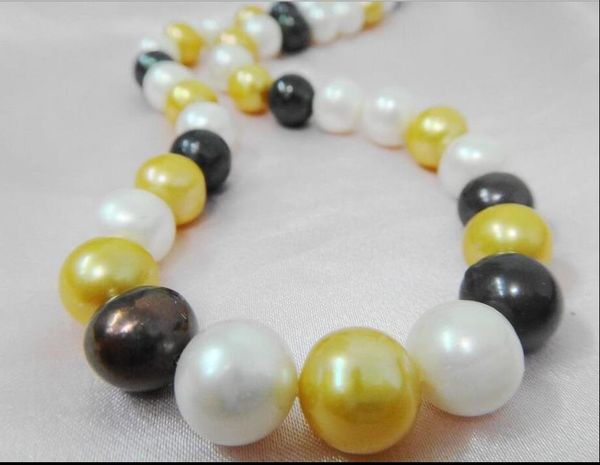 

charming 10-11mm natural south sea black multicolor pearl necklace 18" 14k gold, Silver