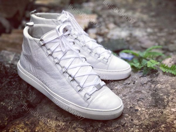 

wholesale arena shoe man casual sneaker fashion high lace up red black white wrinkled leather designer shoes drop shipping size 35-46