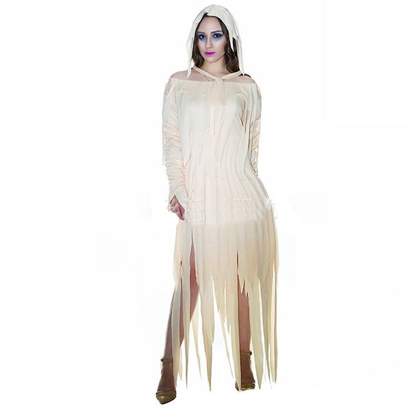 

halloween fancy dress party gothic costume white horror female ghost mummy dry corpse ghost festival party female fringed, Black;red